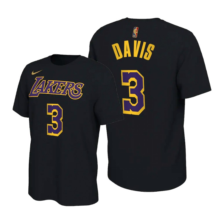 Men's Los Angeles Lakers Anthony Davis #3 NBA 2021 Earned Edition Charcoal Basketball T-Shirt AGM0383IG